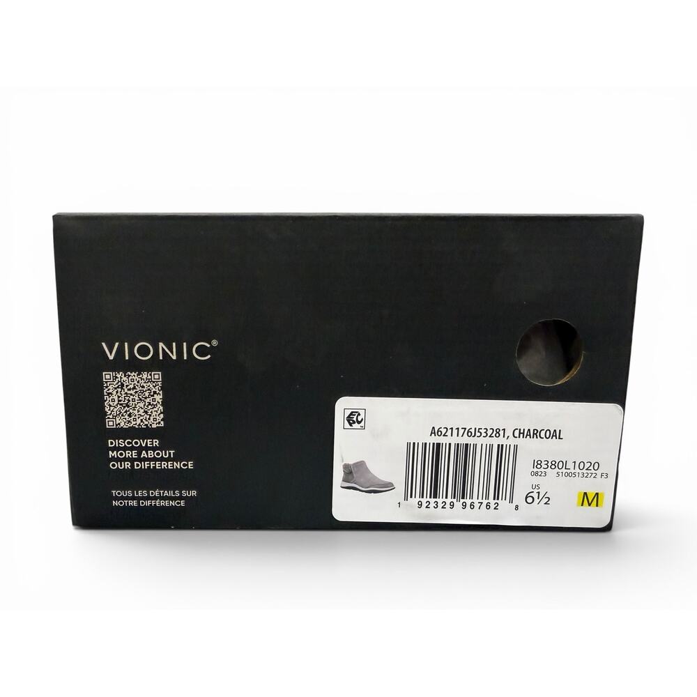 Vionic Charcoal Faux Suede Faux Fur Zip Ankle Booties Women’s 6.5 M - Picture 8 of 9